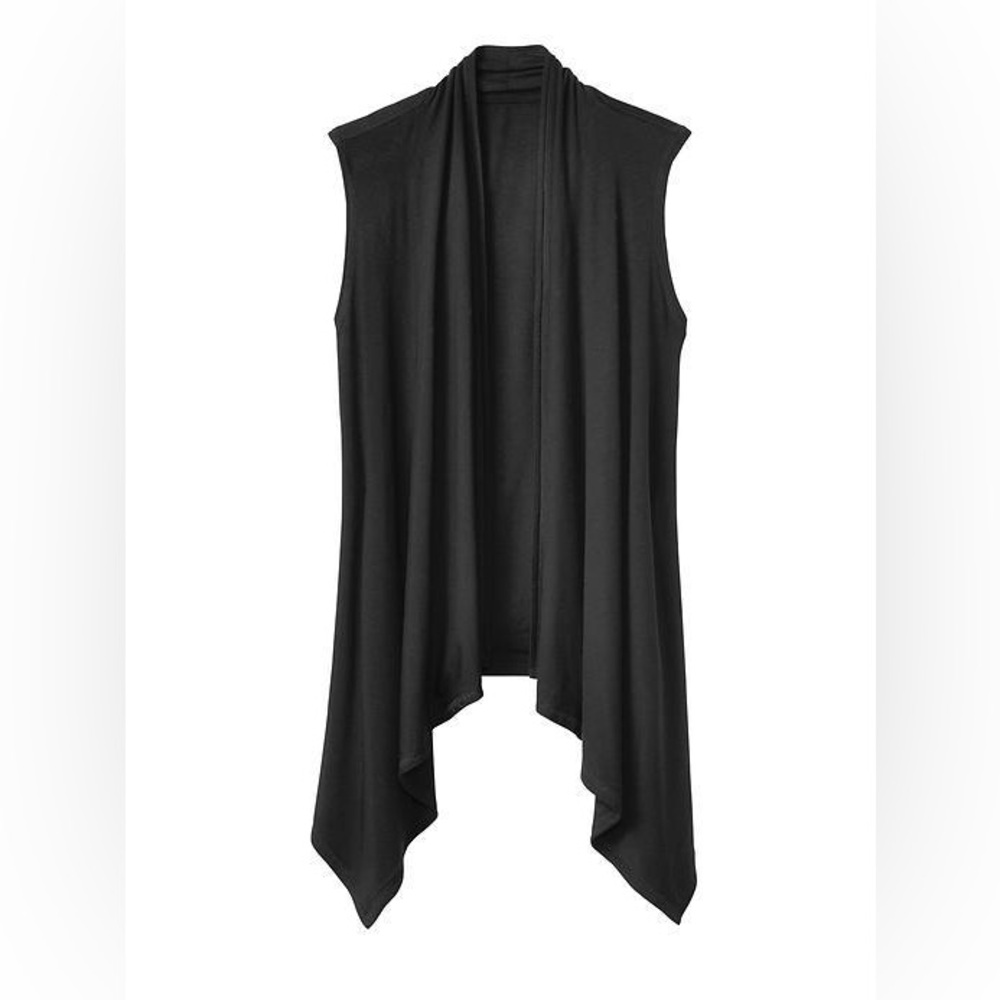 Athleta Open Front Sleeveless Wrap Cardigan Vest Black Medium - Picture 2 of 8